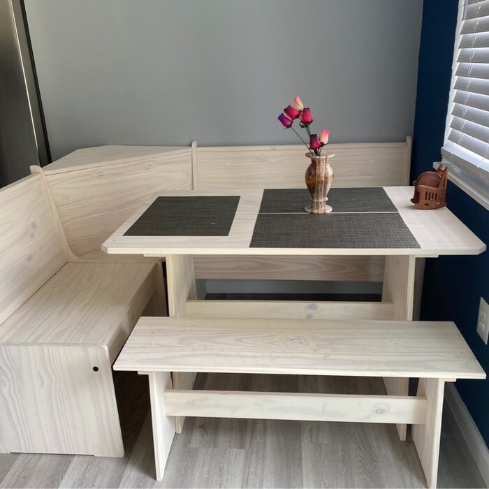 Felicia 5 - Person Pine Solid Wood Breakfast Nook Dining Set