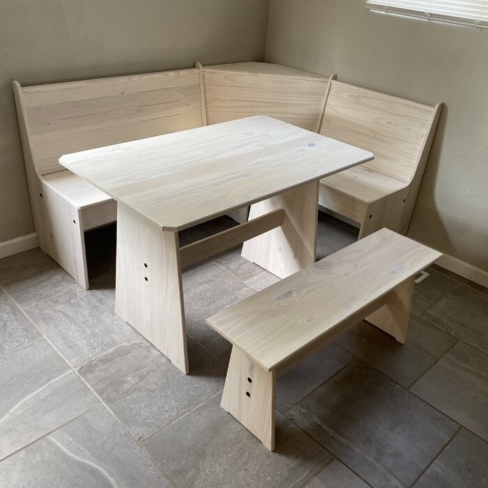 Felicia 5 - Person Pine Solid Wood Breakfast Nook Dining Set