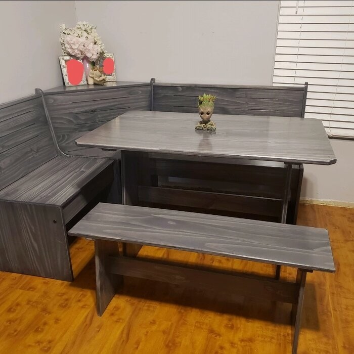 Felicia 5 - Person Pine Solid Wood Breakfast Nook Dining Set