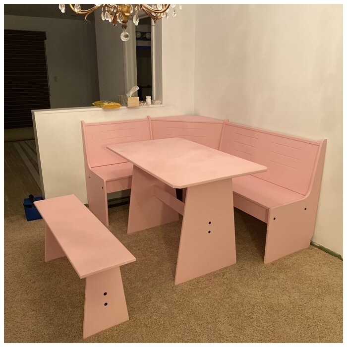 Felicia 5 - Person Pine Solid Wood Breakfast Nook Dining Set
