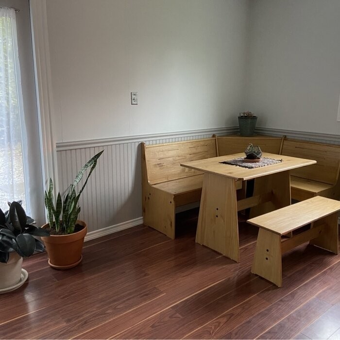 Felicia 5 - Person Pine Solid Wood Breakfast Nook Dining Set