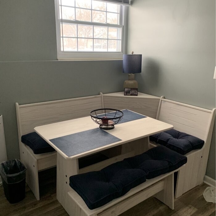 Felicia 5 - Person Pine Solid Wood Breakfast Nook Dining Set