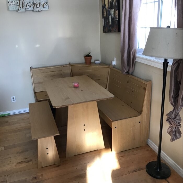 Felicia 5 - Person Pine Solid Wood Breakfast Nook Dining Set