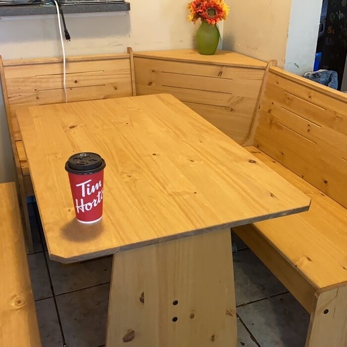 Felicia 5 - Person Pine Solid Wood Breakfast Nook Dining Set