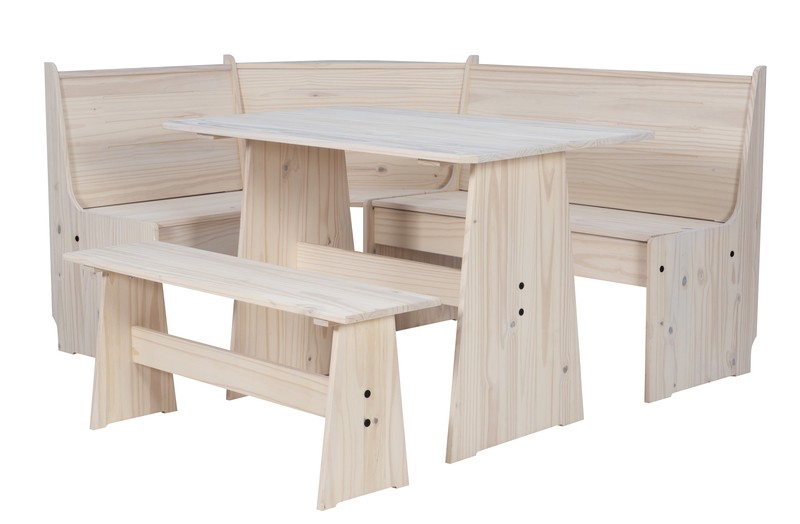Felicia 5 - Person Pine Solid Wood Breakfast Nook Dining Set