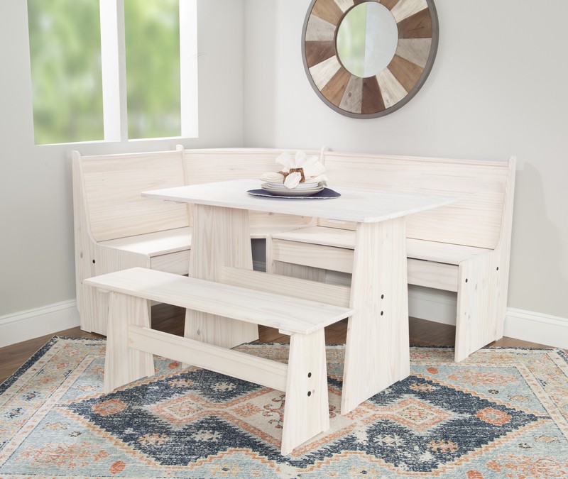 Felicia 5 - Person Pine Solid Wood Breakfast Nook Dining Set