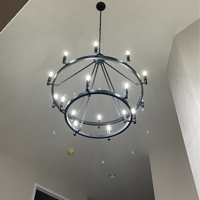 Finchley 20 - Light Candle Style Wagon Wheel Chandelier