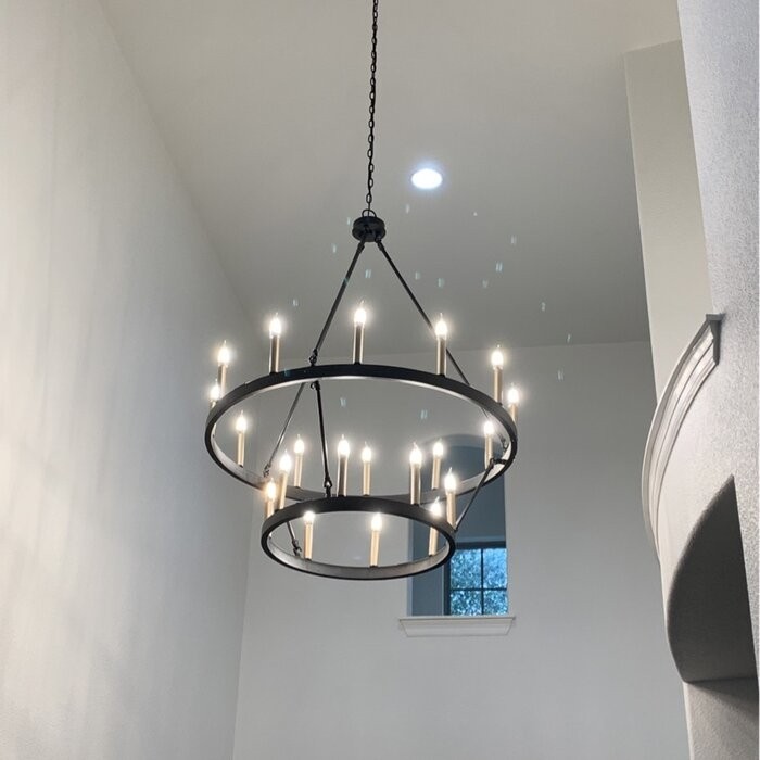 Finchley 20 - Light Candle Style Wagon Wheel Chandelier