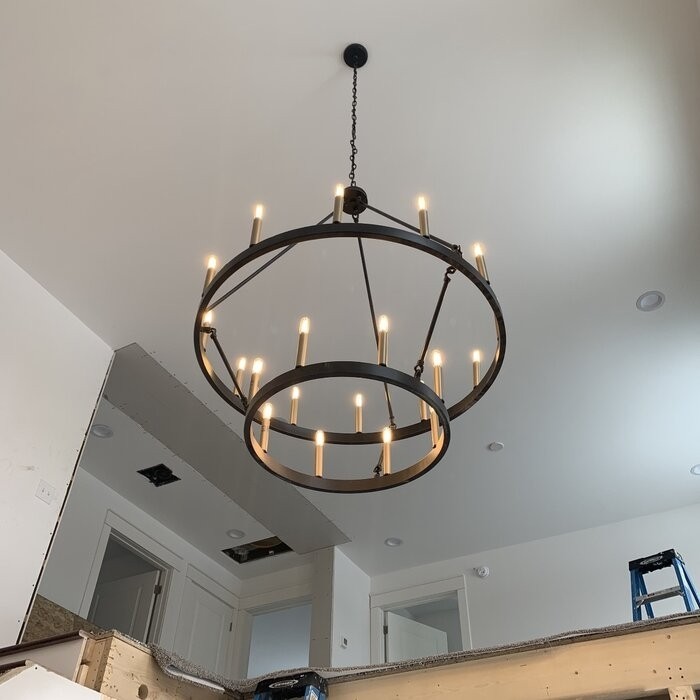 Finchley 20 - Light Candle Style Wagon Wheel Chandelier