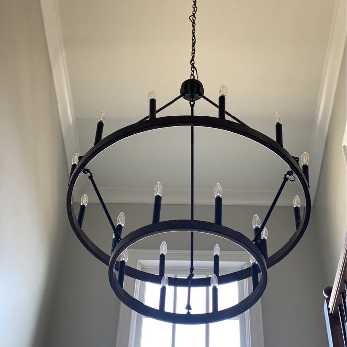 Finchley 20 - Light Candle Style Wagon Wheel Chandelier