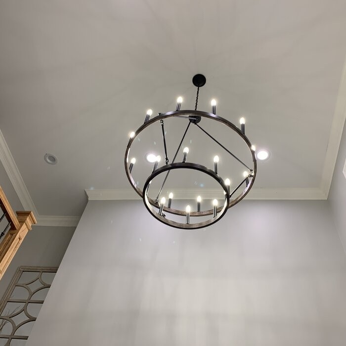 Finchley 20 - Light Candle Style Wagon Wheel Chandelier