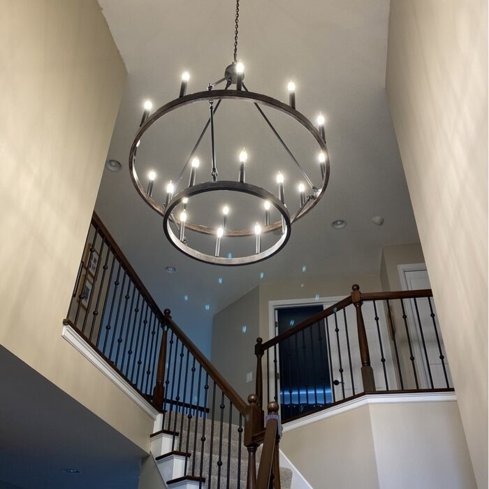 Finchley 20 - Light Candle Style Wagon Wheel Chandelier