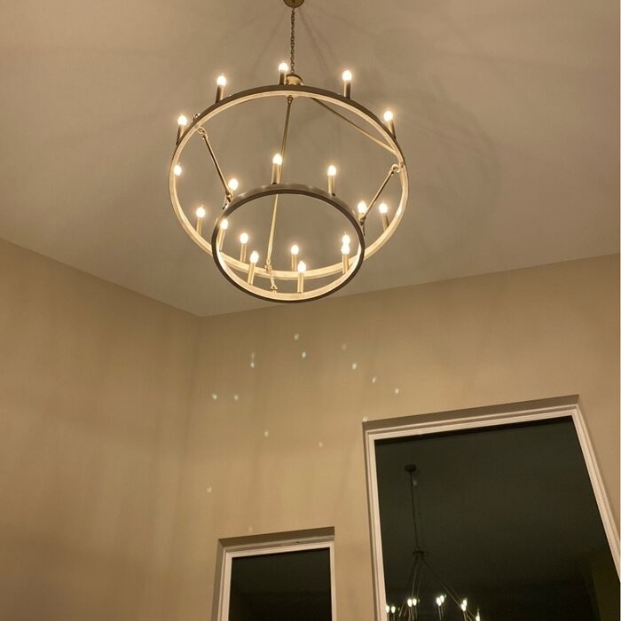 Finchley 20 - Light Candle Style Wagon Wheel Chandelier