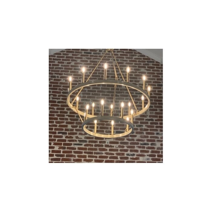 Finchley 20 - Light Candle Style Wagon Wheel Chandelier