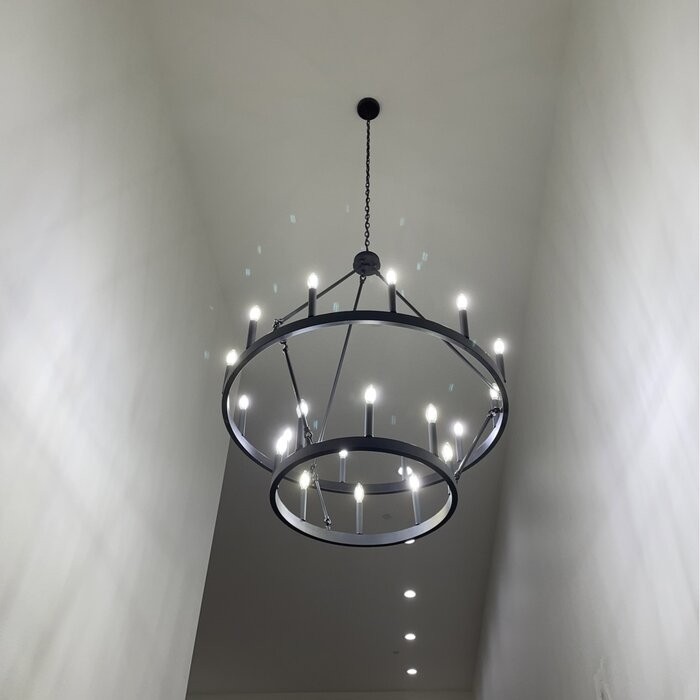 Finchley 20 - Light Candle Style Wagon Wheel Chandelier