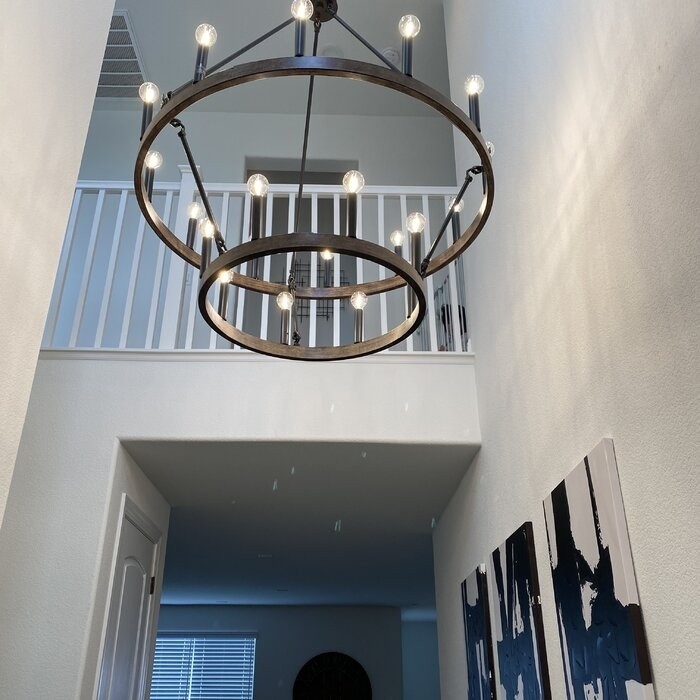 Finchley 20 - Light Candle Style Wagon Wheel Chandelier