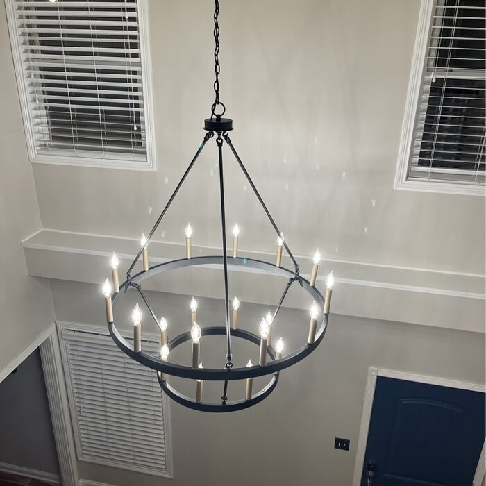 Finchley 20 - Light Candle Style Wagon Wheel Chandelier