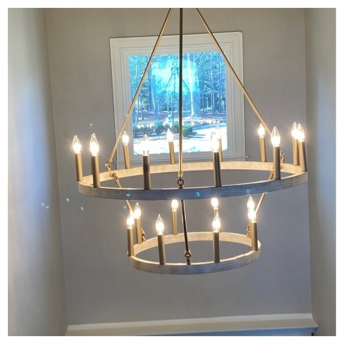 Finchley 20 - Light Candle Style Wagon Wheel Chandelier