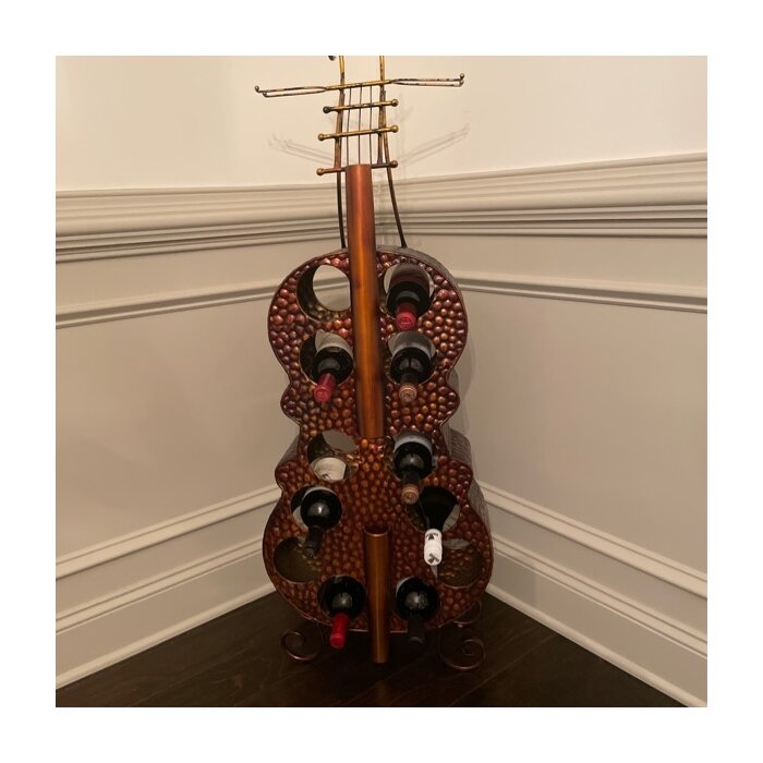 Follansbee 12 Bottle Floor Wine Bottle & Glass Rack in Copper