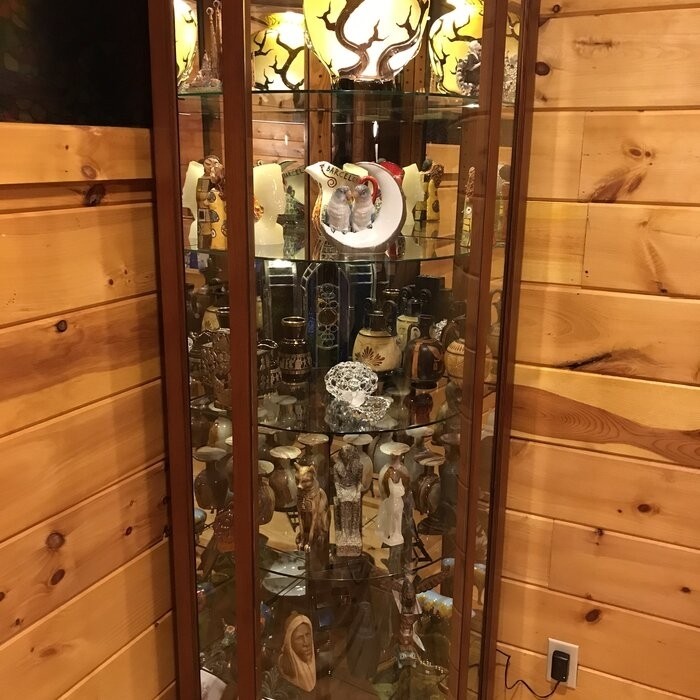 Galghard 32'' Wide Solid Wood Mirrored Back Curio Cabinet with Lighting