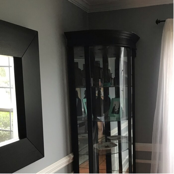 Galghard 32'' Wide Solid Wood Mirrored Back Curio Cabinet with Lighting