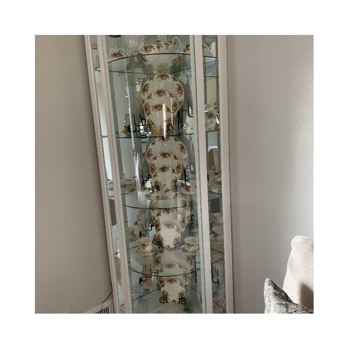 Galghard 32'' Wide Solid Wood Mirrored Back Curio Cabinet with Lighting