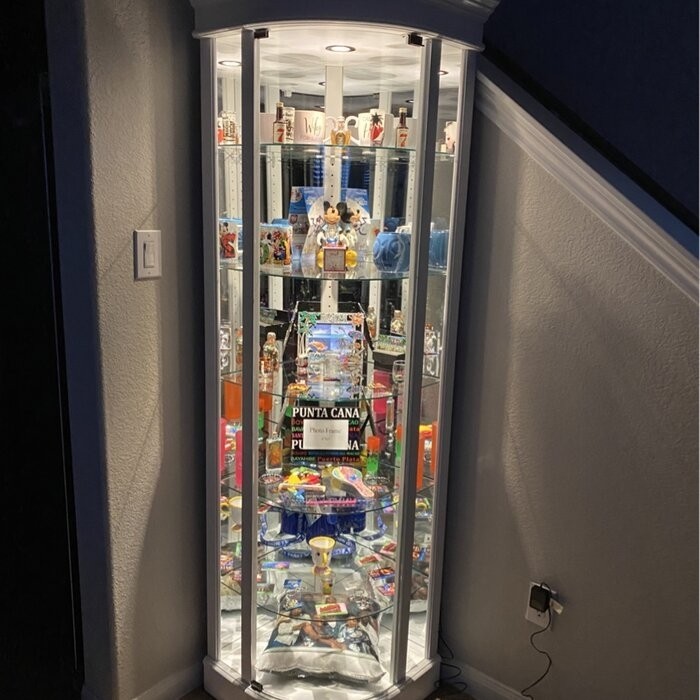 Galghard 32'' Wide Solid Wood Mirrored Back Curio Cabinet with Lighting