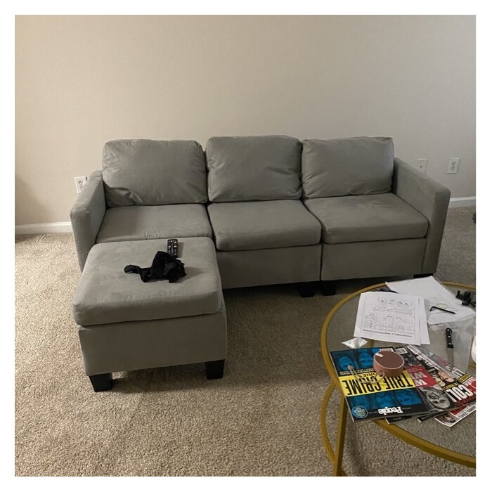 Girardi 75" Wide Reversible Modular Sofa & Chaise with Ottoman