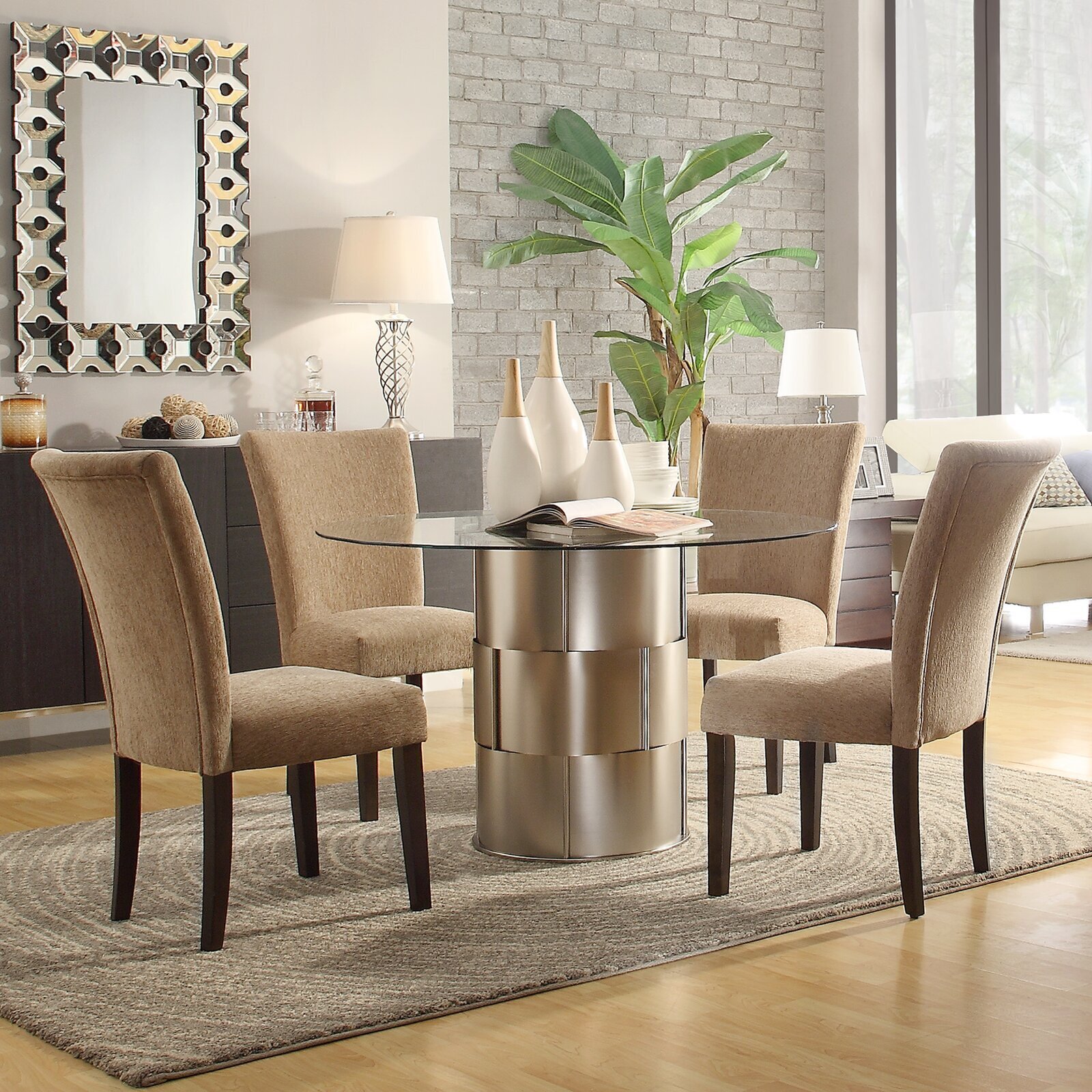Glamorous Chrome and Upholstered Combo for Four