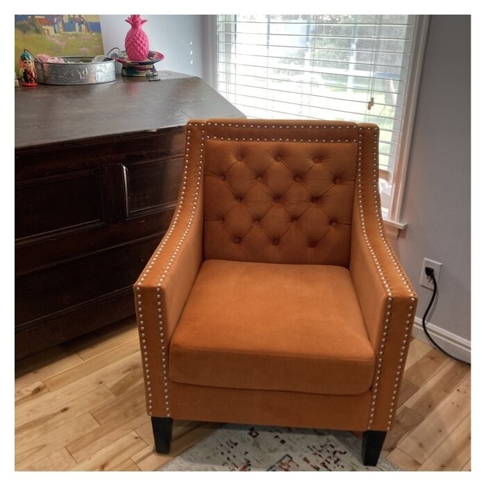 Glison 26.7'' Wide Tufted Velvet Barrel Chair