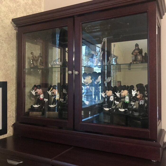 Grantham 36'' Wide Mirrored Back Curio Cabinet with Lighting