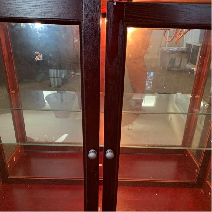 Grantham 36'' Wide Mirrored Back Curio Cabinet with Lighting