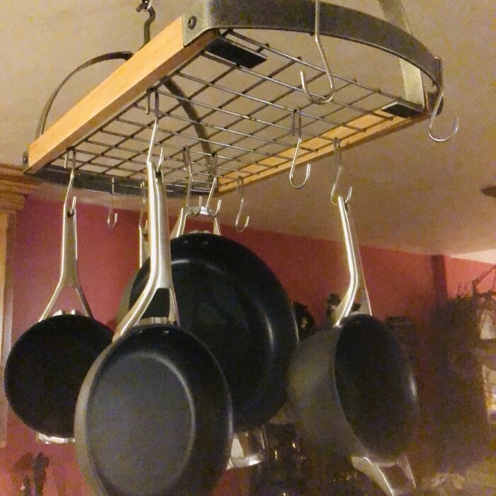 Handcrafted Decor Oval Ceiling Hanging Pot Rack