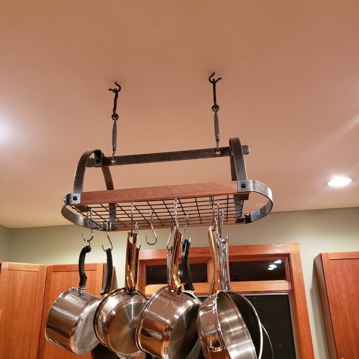 Handcrafted Decor Oval Ceiling Hanging Pot Rack
