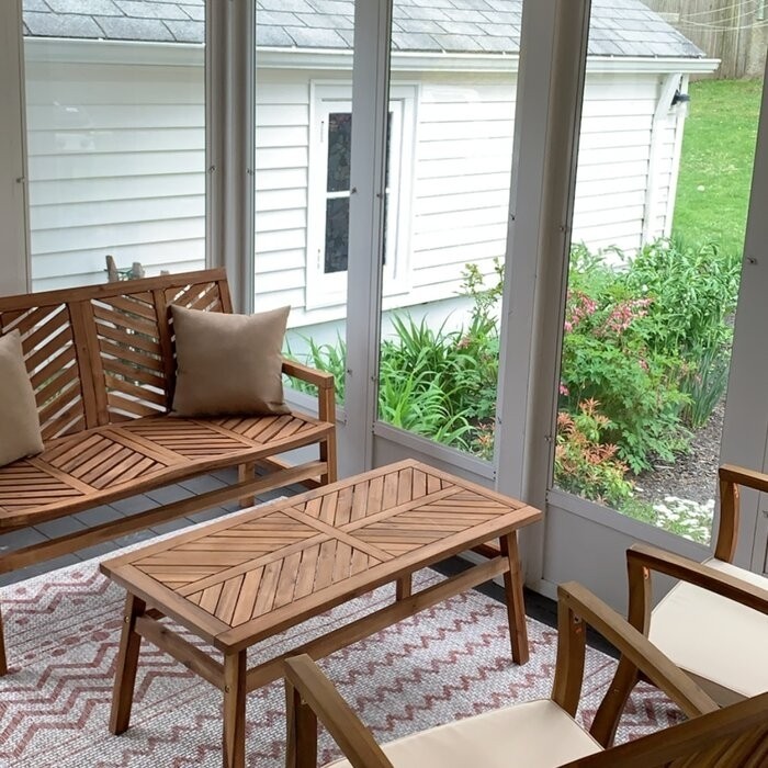 Harbison Chevron Wooden Garden Bench
