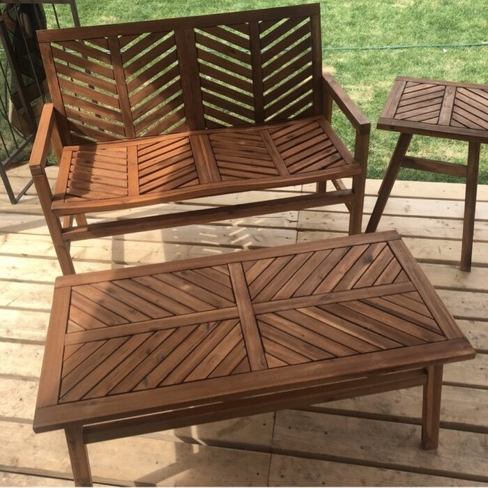 Harbison Chevron Wooden Garden Bench