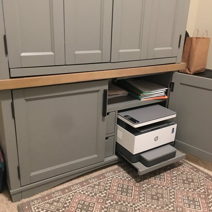 Harjot Solid Wood Armoire Desk
