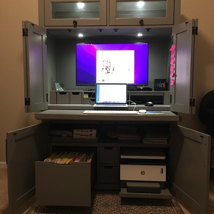 Harjot Solid Wood Armoire Desk