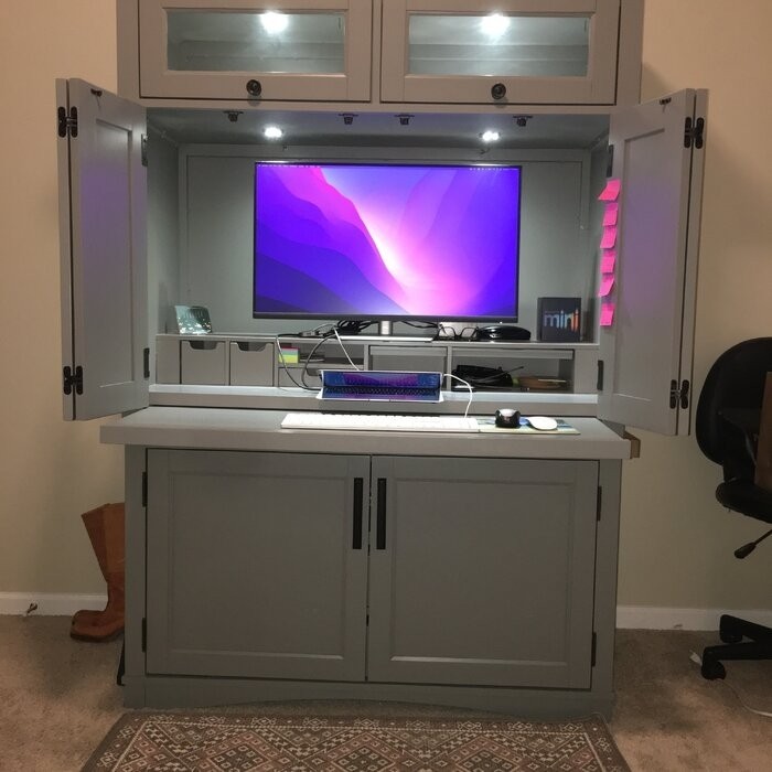 Harjot Solid Wood Armoire Desk