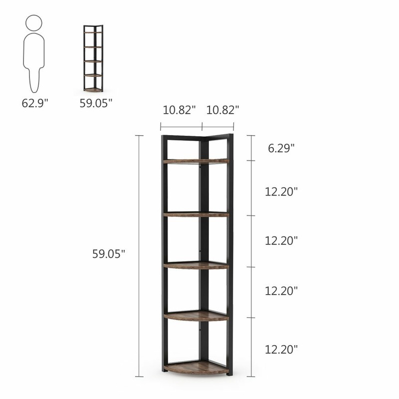 Haseltine 59.05'' H x 10.82'' W Steel Corner Bookcase