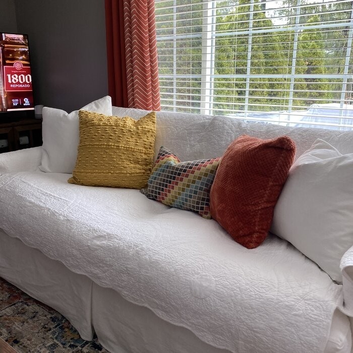 Heirloom Quilted Box Cushion Sofa Slipcover