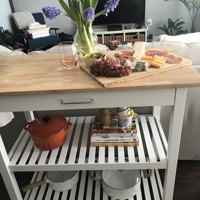 Herriott 40'' Wide Prep Table with Solid Wood Top