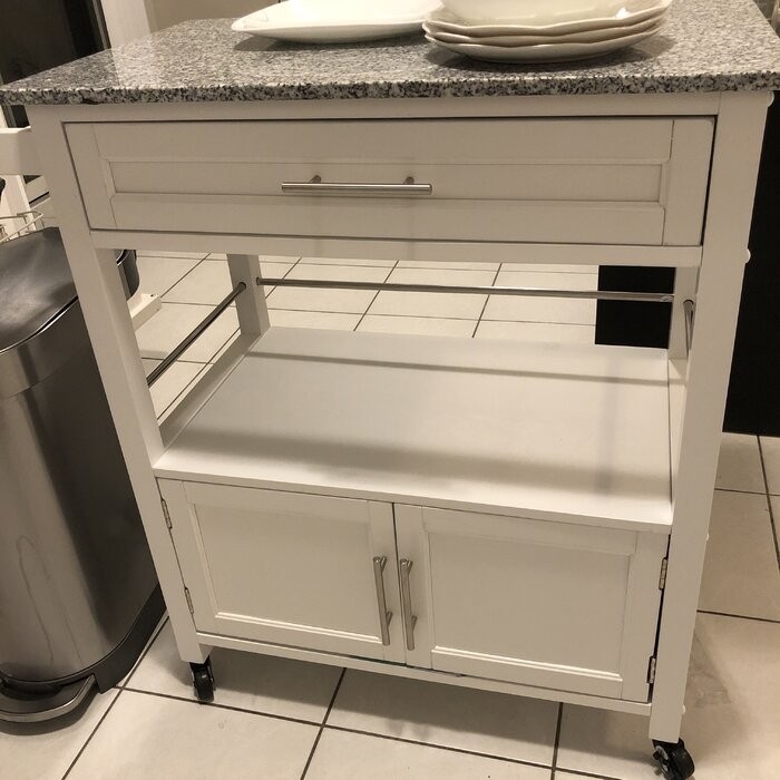 Houchin 30'' Wide Rolling Kitchen Cart with Granite Top