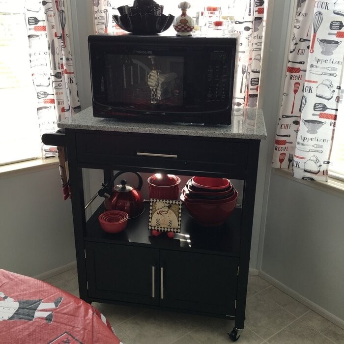 Houchin 30'' Wide Rolling Kitchen Cart with Granite Top