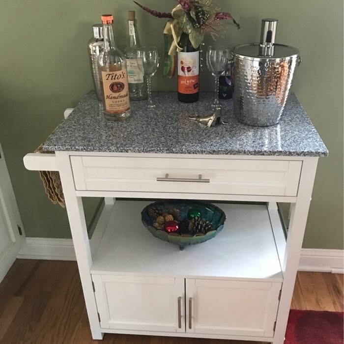 Houchin 30'' Wide Rolling Kitchen Cart with Granite Top