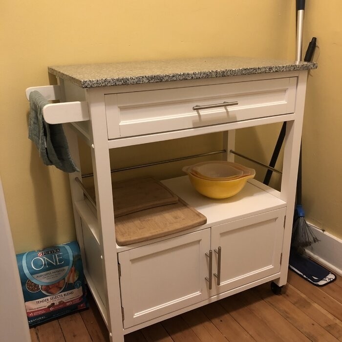 Houchin 30'' Wide Rolling Kitchen Cart with Granite Top