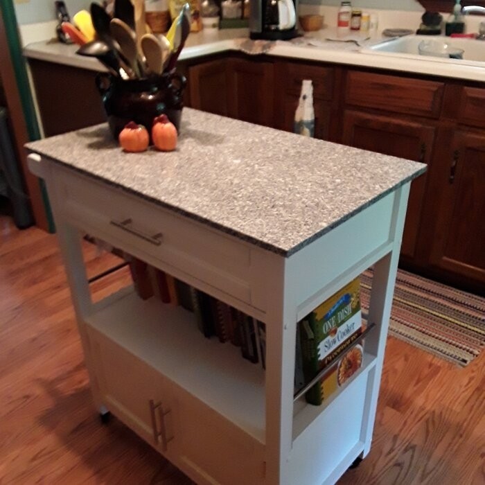 Houchin 30'' Wide Rolling Kitchen Cart with Granite Top