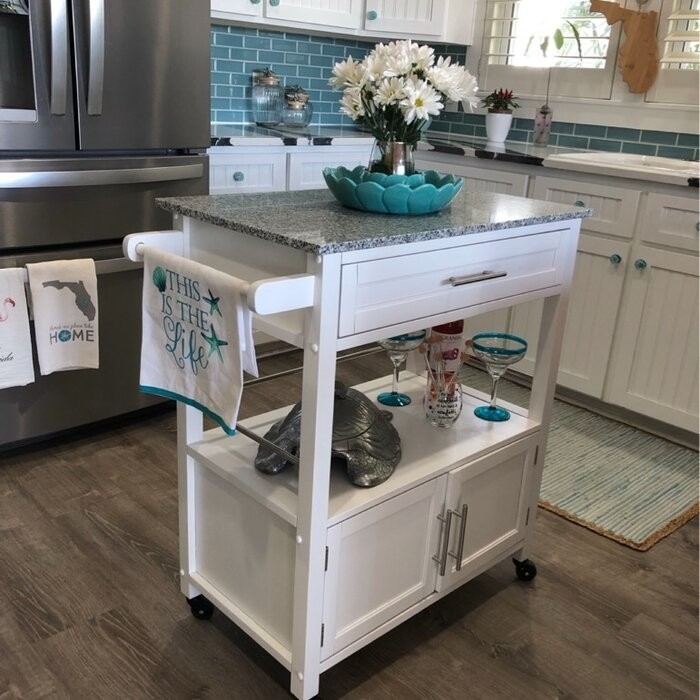 Houchin 30'' Wide Rolling Kitchen Cart with Granite Top