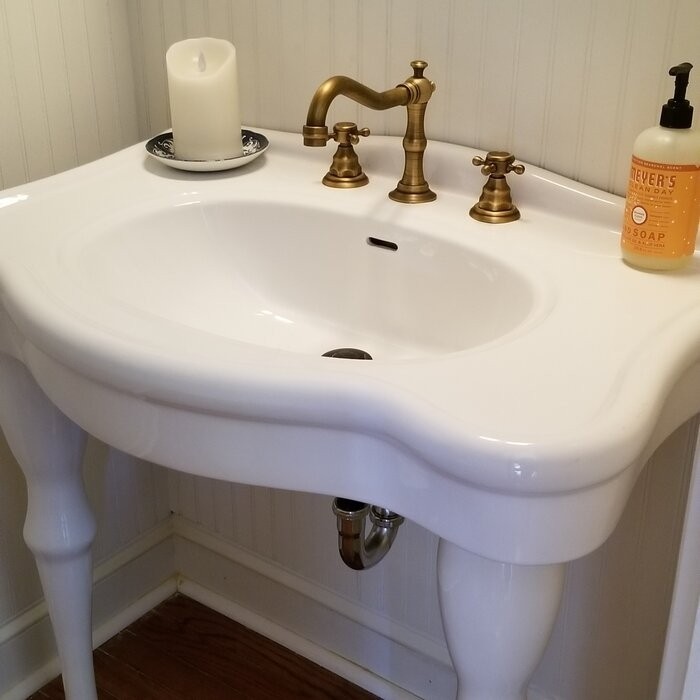Imperial 29.13" Tall White Vitreous China Circular Console Bathroom Sink with Overflow