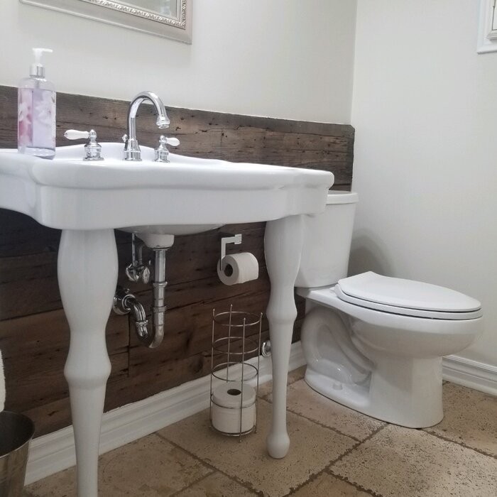 Imperial 29.13" Tall White Vitreous China Circular Console Bathroom Sink with Overflow